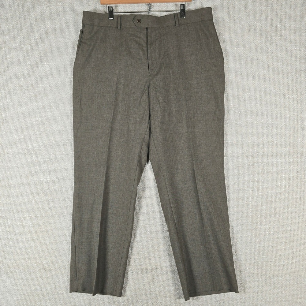 Stafford Performance Mens Brown Worsted Wool Blend Classic Fit Dress Pants 40x30